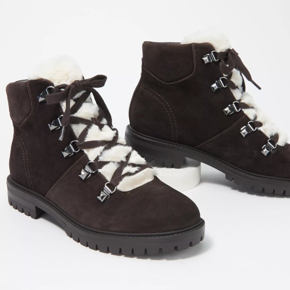 Marc Fisher Dark Brown Suede Lace Up Ankle Boots, Women's, Size 9M